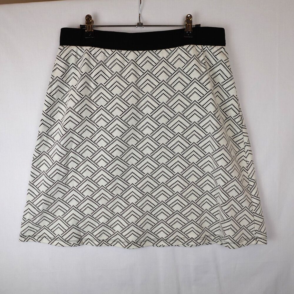 Gilli Skirt XL Stretch Black / White Geometric Pattern Pull on Comfy Preppy Work